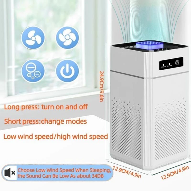 Purificador de ar portátil usb com filtro de odor de fumaça aromaterap com filtro substituível para casa carro cozinha
