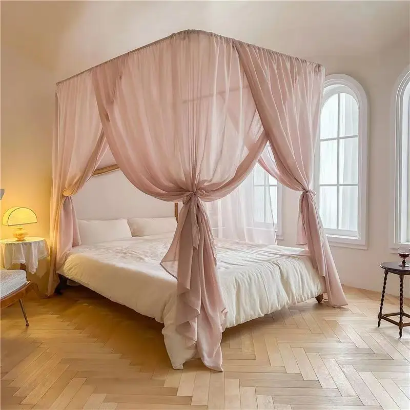 

Light Luxury French Linen Style U-shaped Mosquito Net Lightweight Breathable Palace Style Yarn Net Bed curtain Without Bracket