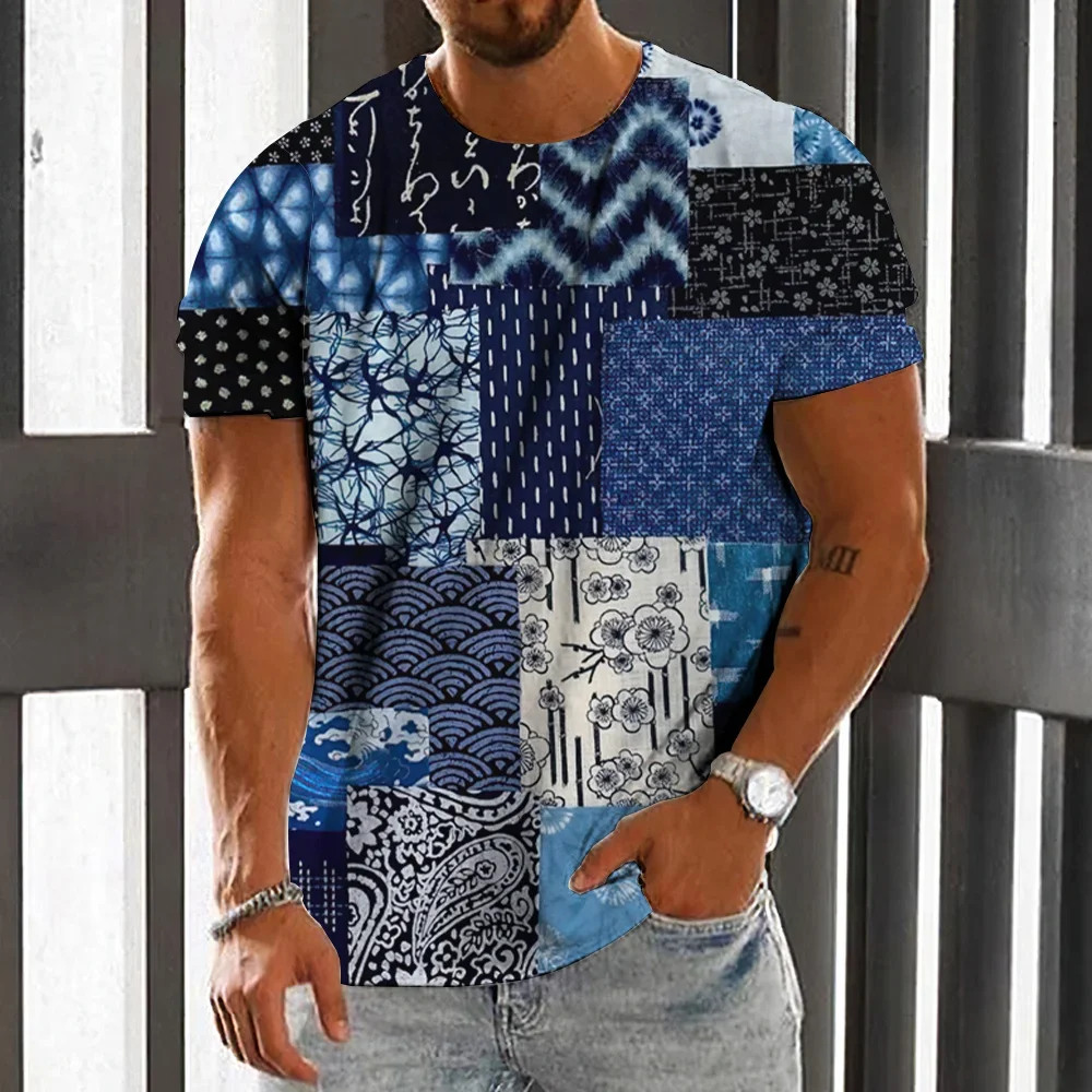 2024 Clothing Summer Casual Vintage T-shirt for Men 3d Rag Print Short Sleeve Loose Oversized Shirt Street Designer Top T-shir