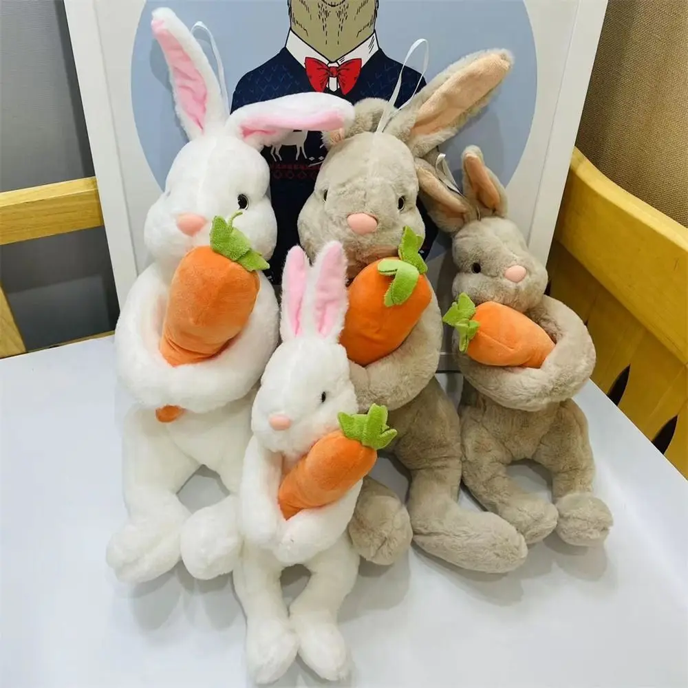 Regalo de Navidad, conejo sentado, juguetes de peluche, Animal relleno de simulación, muñeco de conejo, almohadas realistas para abrazar