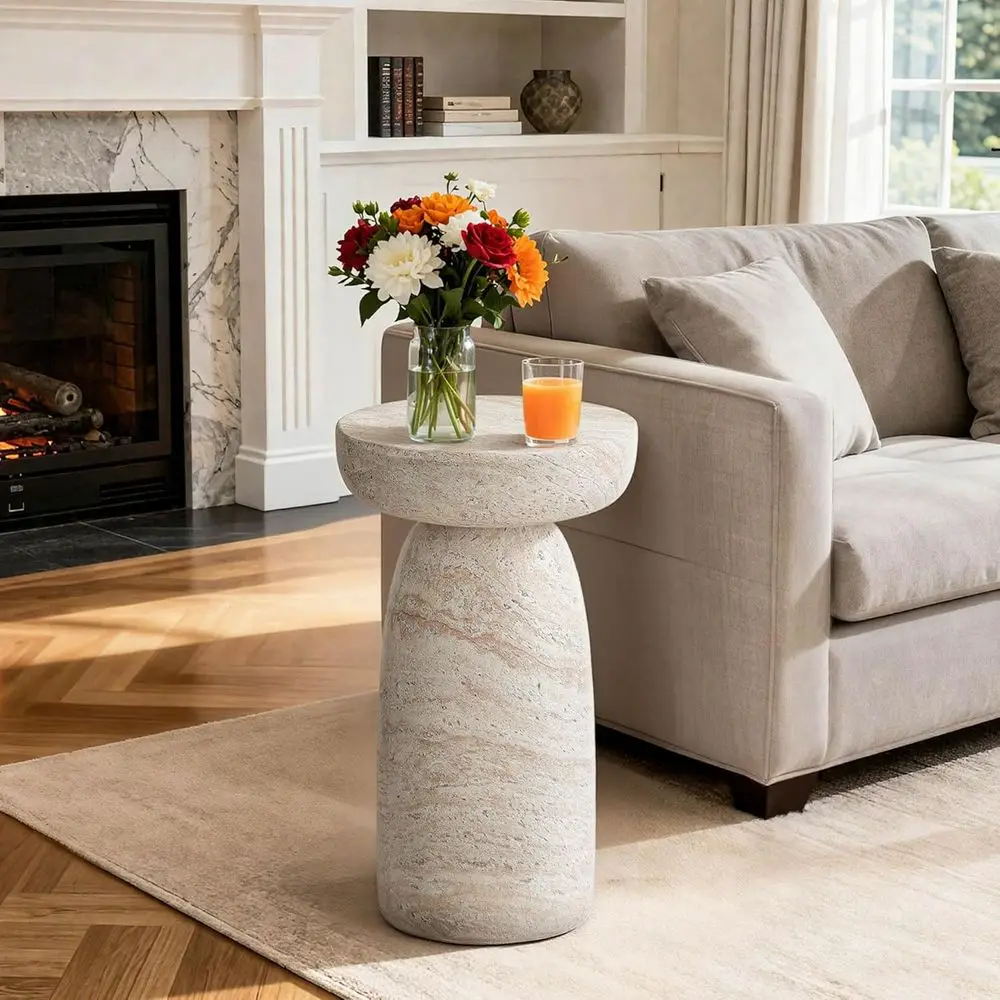 

24" Large Side Table Outdoor, ern Geometric Pedestal End Table, Multi-unctional & Decorative Coee Table, Accent Table, Planter S