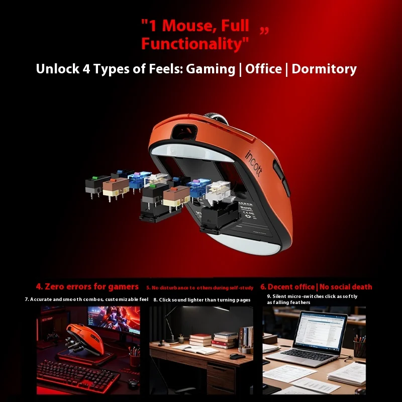 Incott G23 V2 Se/Pro souris trois modes 8K échange à chaud souris de jeu sans fil ergonomie personnalisée PC Gamer accessoires souris cadeaux