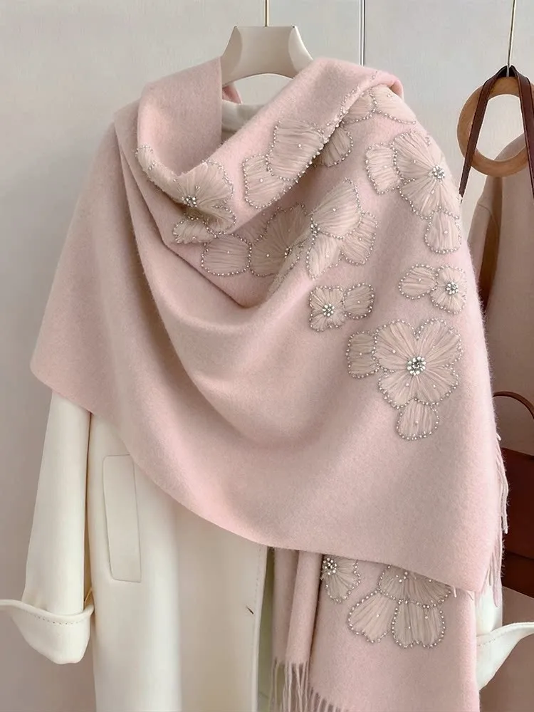 Pink real fur scarf new style for women cape large shawl air-conditioned room versatile outerwear