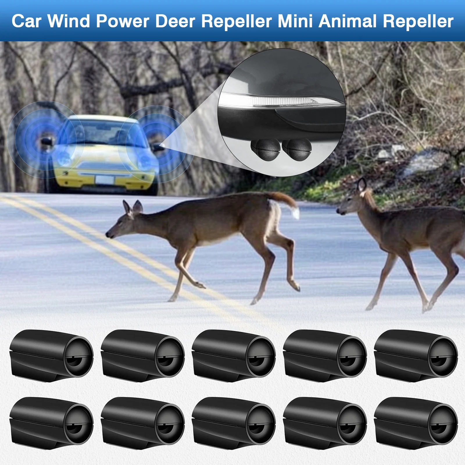 

10pcs Riloer Mini Deer Whistles black Car Wind Deer Drive Mini Animal Drive Whistles Deer Warning Devices