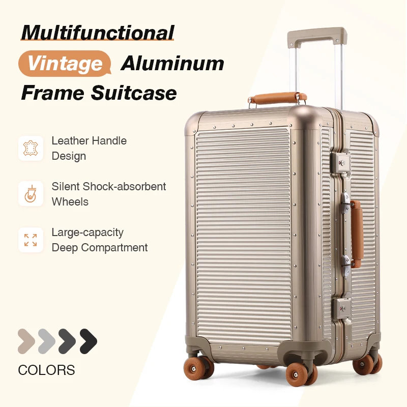 

AIWEINY PC Travel Suitcase, Aluminum Alloy Frame, 3:7 Split, TSA Lock, Silent Wheels, Cup Holder, Lightweight Carry On Luggage