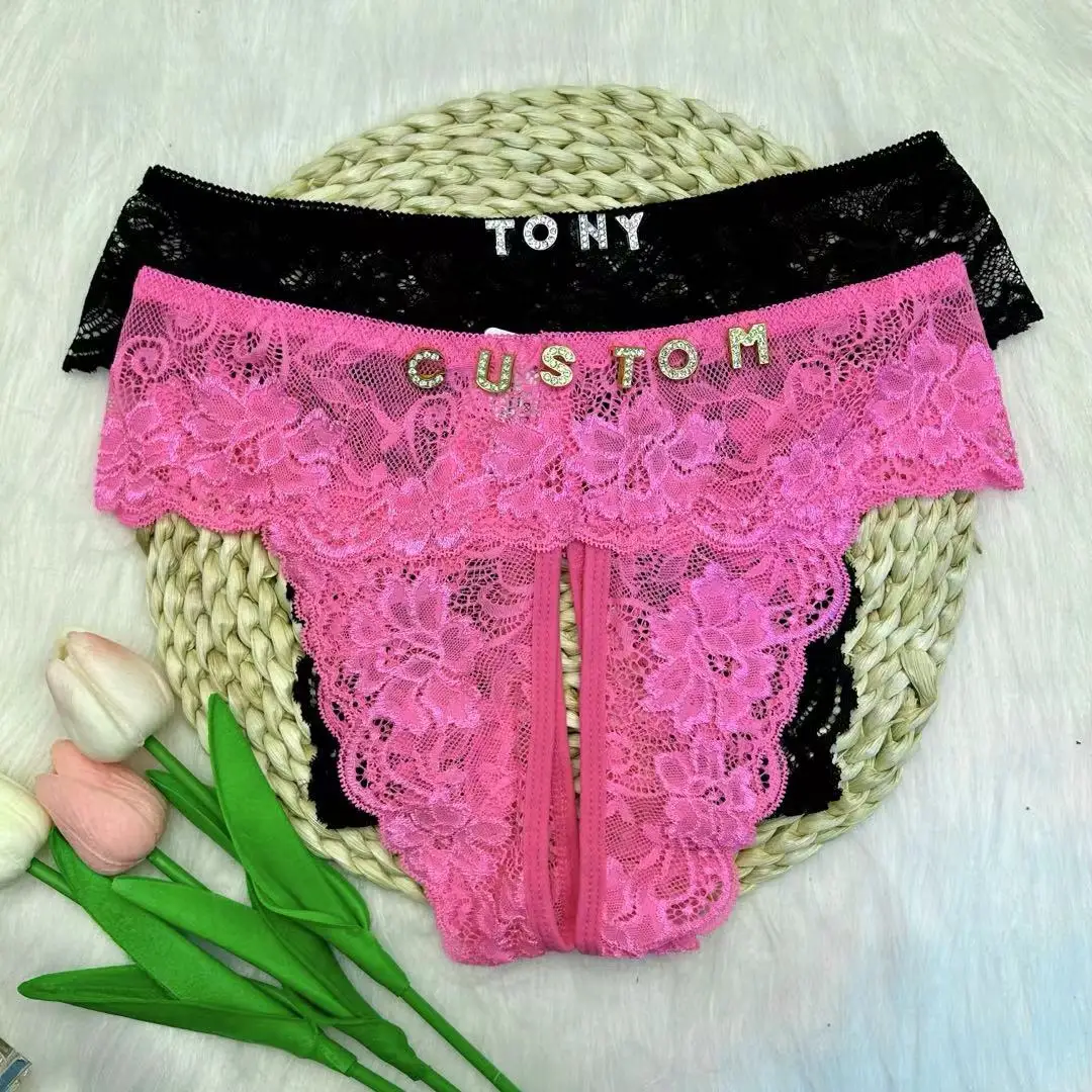 Custom Thongs with Name Plus Size Sexy Personalized Lace Thong Letters Personalized G String Underwear XL XXL XXXL трусы женск