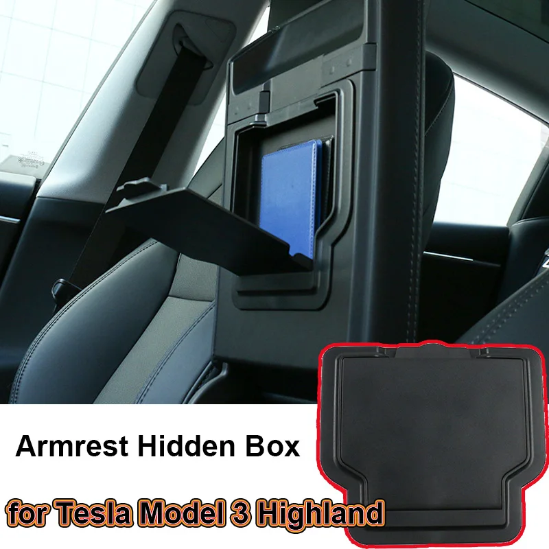 for Tesla Model 3 Highland 2024 Armrest Hidden Storage Box ABS Car Interior Accessories Gadgets Organizers Case New Model3