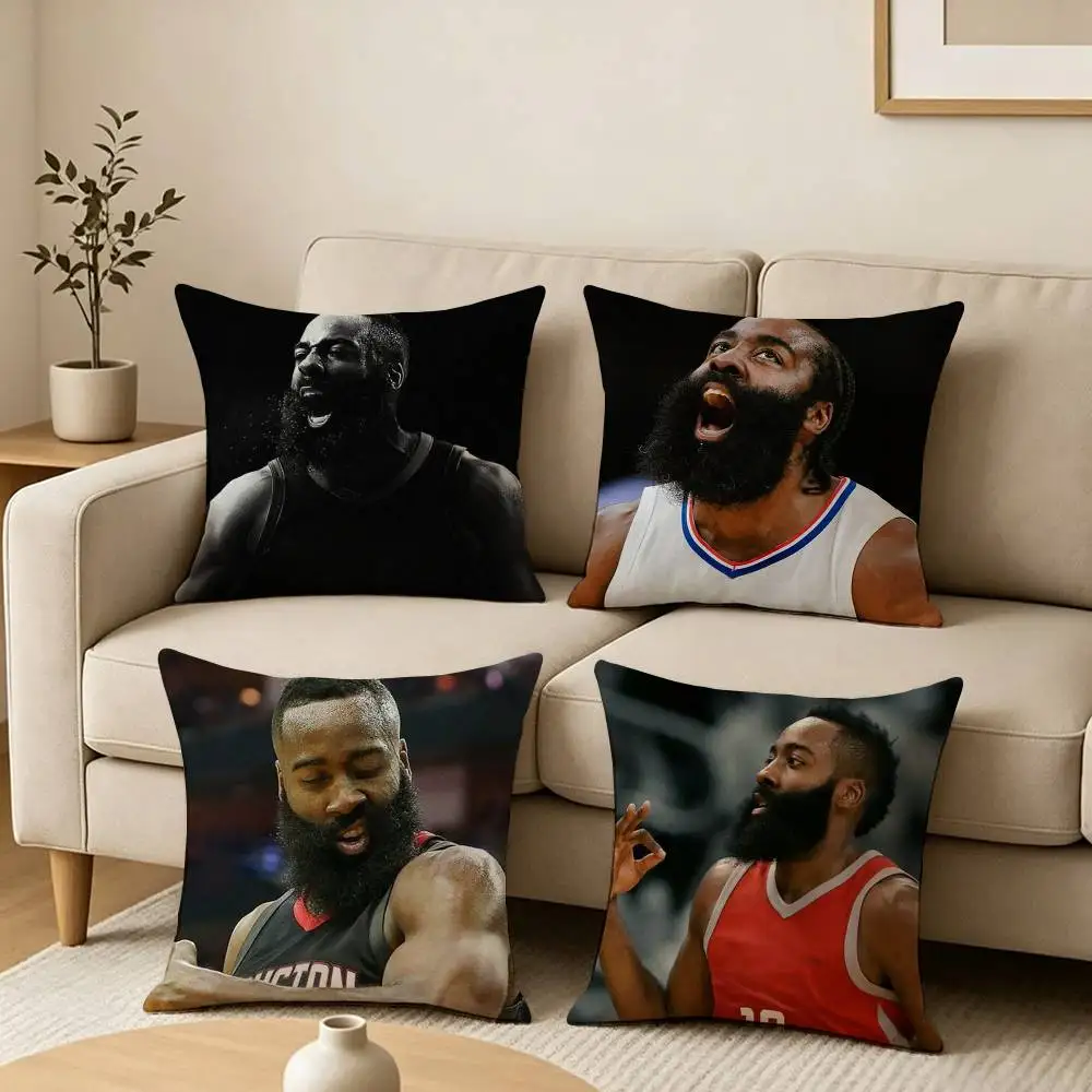 Famous Basketball Star James Harden Square Double-Sided printed Pillow Case Bedroom Bedside Pillow Sofa Cushion Cover