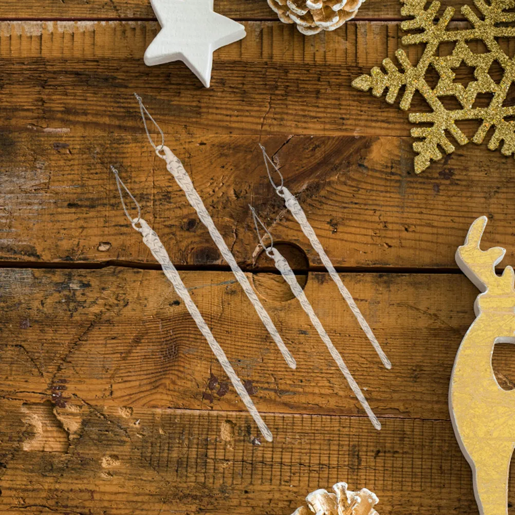 

10 шт. стеклянных подвесных украшений в форме сосульки, прозрачные, спиральный дизайн, для украшения рождественской елки, праздников, свадеб и вечеринок