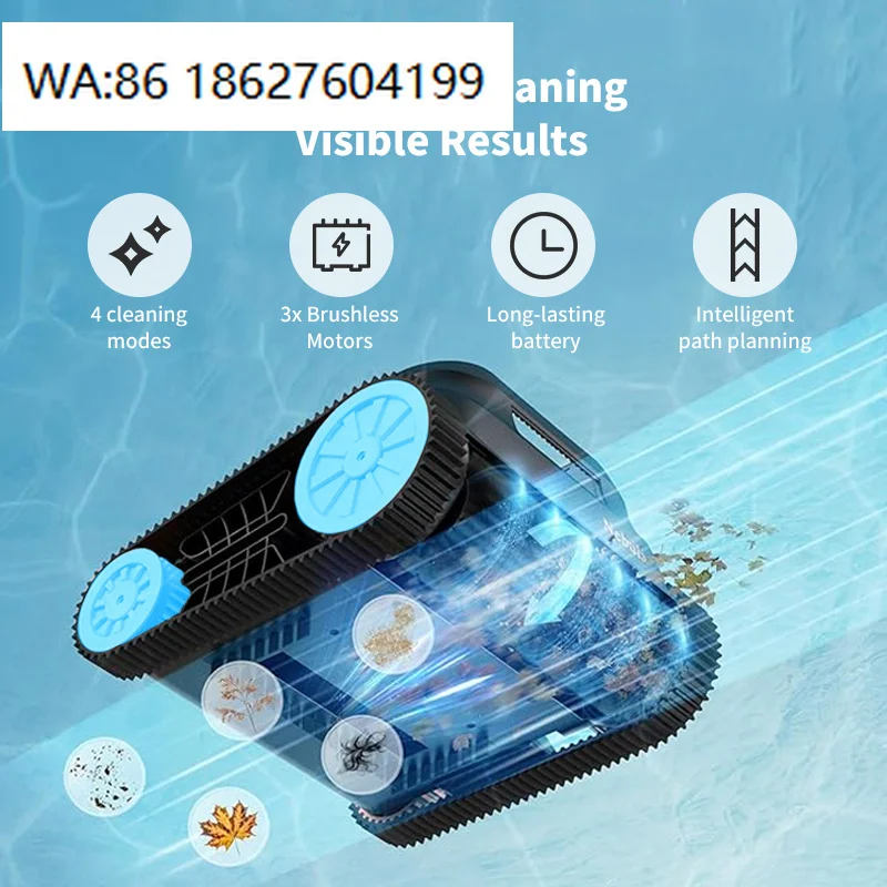 Automatic Pool Cleaner Self-Parking Leaves Debris Removal Intelligent Navigation Cleaning