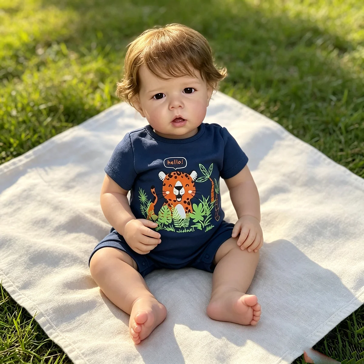 50cm Reborn Toddler Baby Boy Liam Cloth Body Real Picture Hand Paint Doll with 3D Skin Visible Veins with Rooted Hair Kids Gift