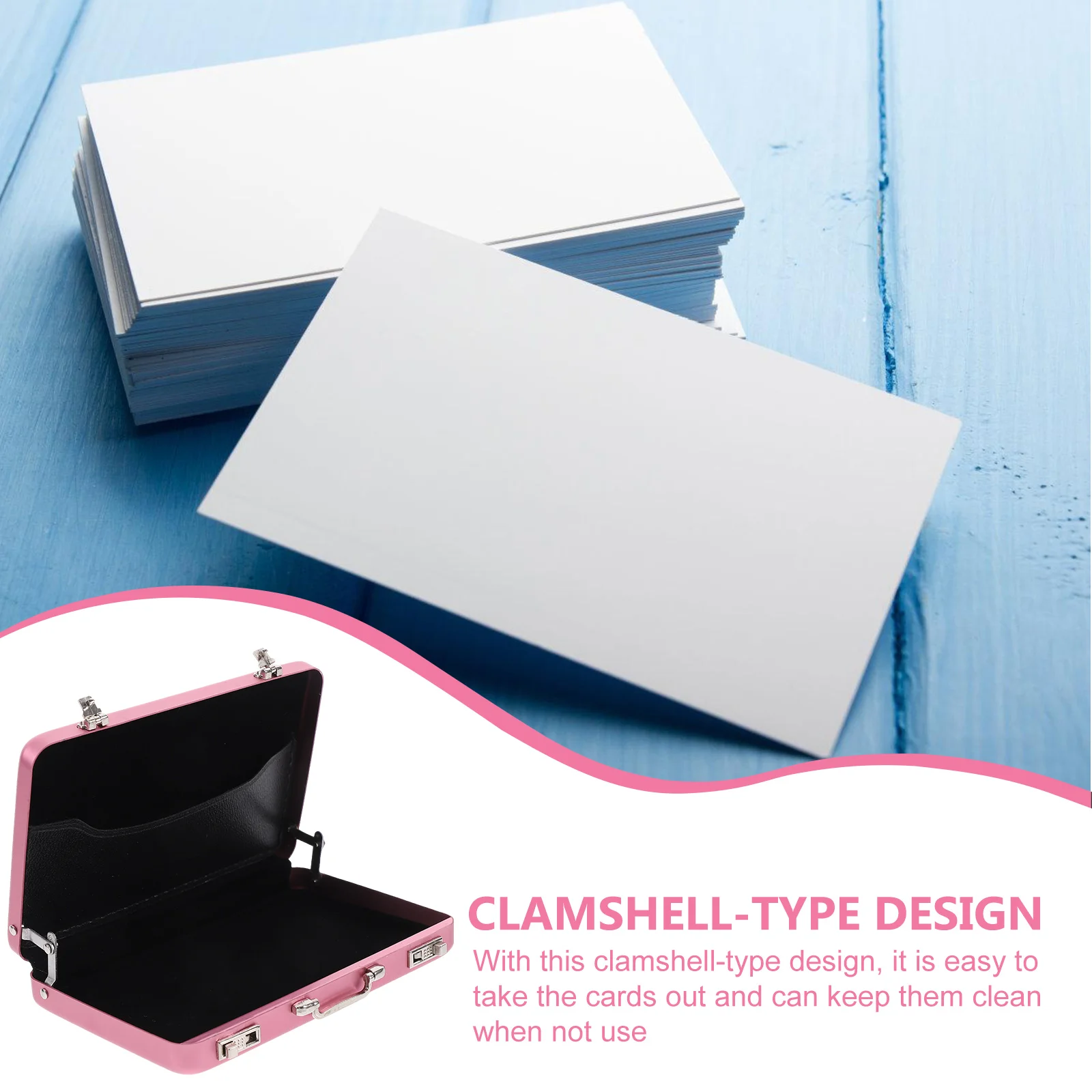

1pc Metal Business Cards Holder Pink Mini Briefcase for Men Large Capacity Card Organizer Visiting Case Office Supplies Storage