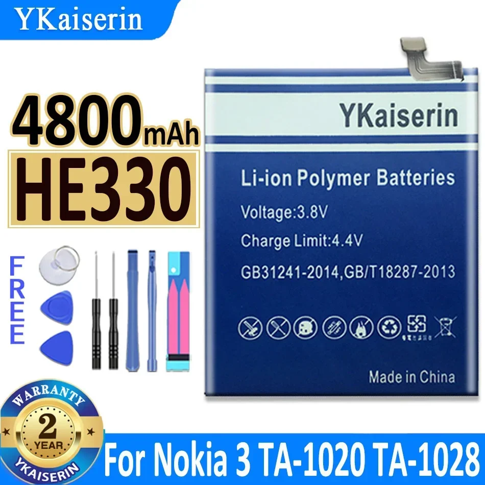 4800mAh YKaiserin Battery HE330 For Nokia 3 For Nokia3 TA-1020 TA-1028 TA-1032 TA-1038 Bateria