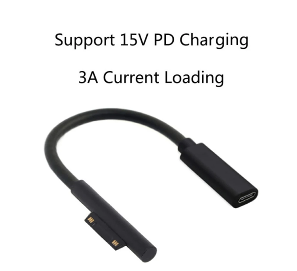 15V 3A Surface Connect to Type C PD Schnellladekabel, kompatibel mit Microsoft Surface Pro 8/7/6/5/4/3 Go3/2/1 Laptop4/3/2/1 – Detail 2