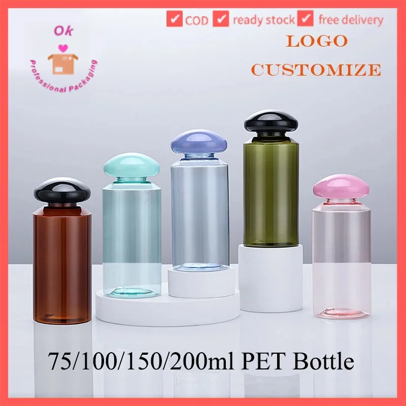 10/20/50 Uds. Botella de plástico vacía de 75ML con tapa de seta 100ML 150ML loción recargable 200ML contenedor de PET maquillaje JS3101