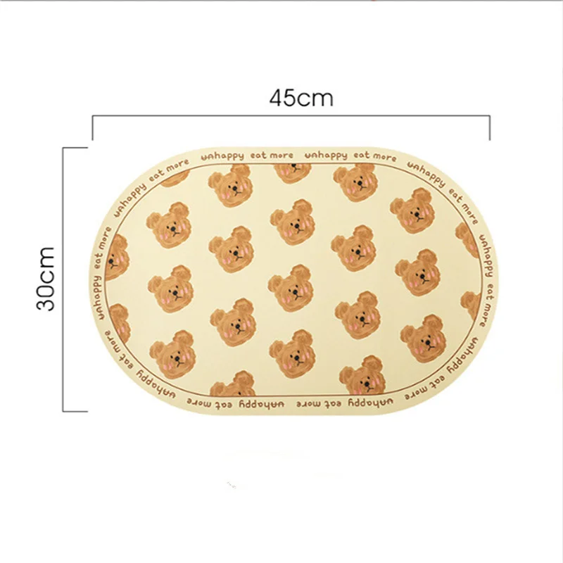 Cartoon Bär Leder Mahlzeit Tischset Ins Wind PU Isolierung Matte Premium Licht Luxus Westlichen Lebensmittel Abendessen Wasserdichte Desktop Pad – Detail 10