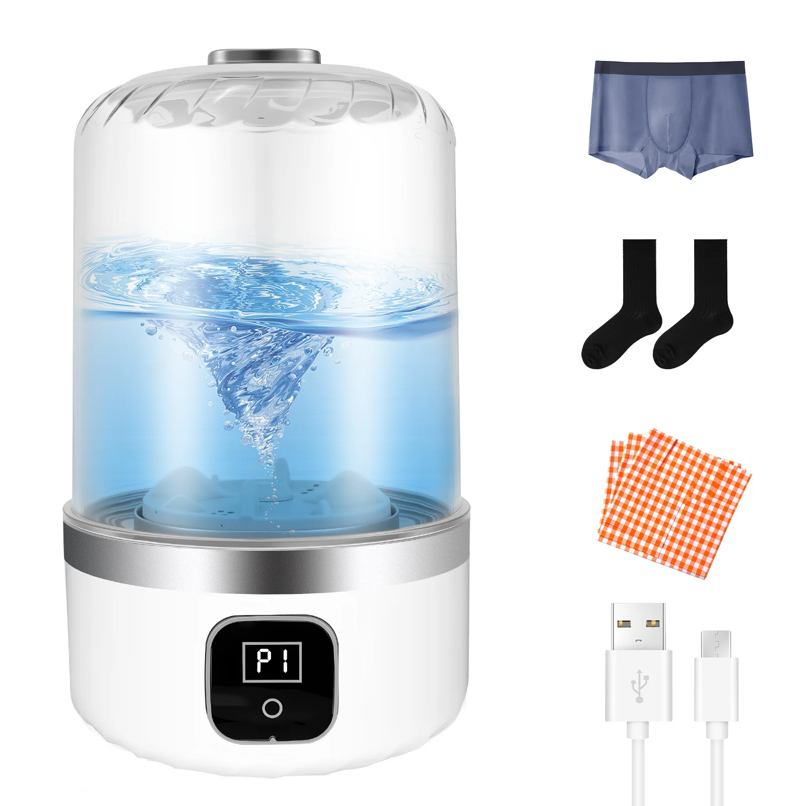 

Мини-стиральная машина 1 л, USB-зарядка, портативная, для нижнего белья и носков, электрическая, беспроводная зарядка, стиральная чаша, ведро для стирки