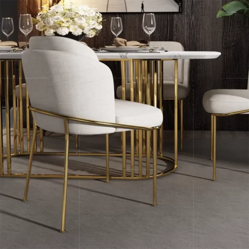 

Luxury Beautiful Dining Chairs Nordic Trendy Faux Leather White Dining Chairs Gold European Sillas De Comedor Kitchen Furniture