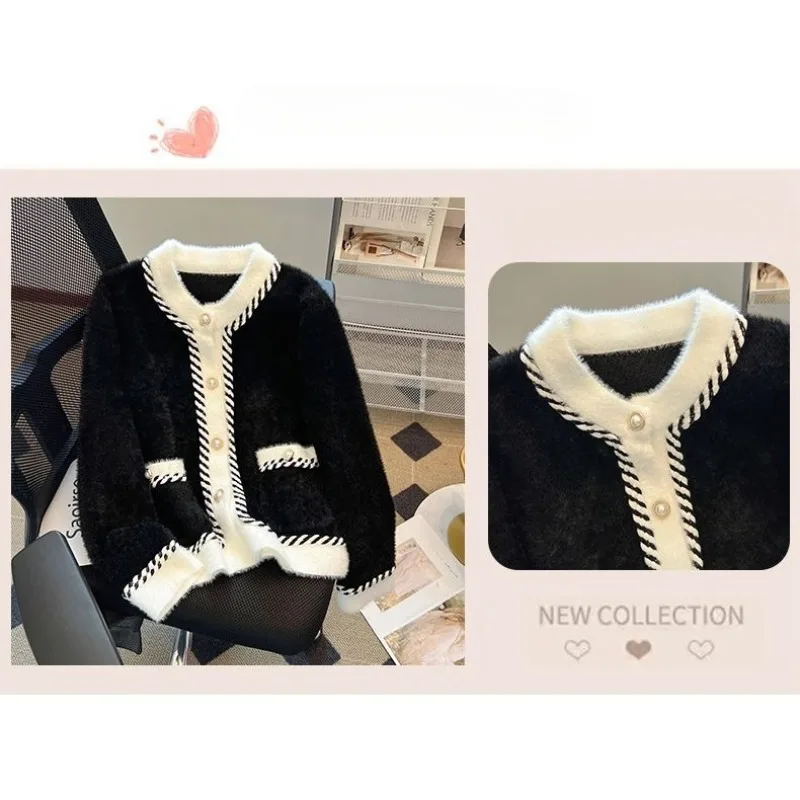 

2026 Spring and Autumn Senior Sense Celebrity Temperament Outer Top Xiaoxiangfeng Contrasting Color Cardigan Jacket for Women's