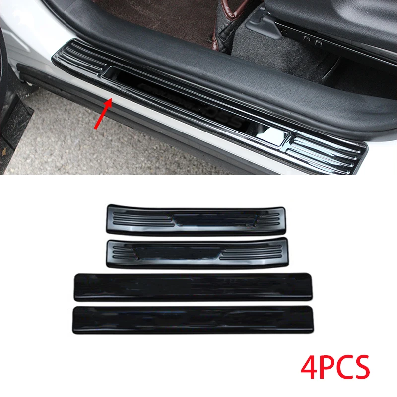 

For Chevrolet Trax Seeker 2023 2024 steel Black Silver Inner Side Door Sill Scuff Plate Molding Strip side threshold Cover Trim