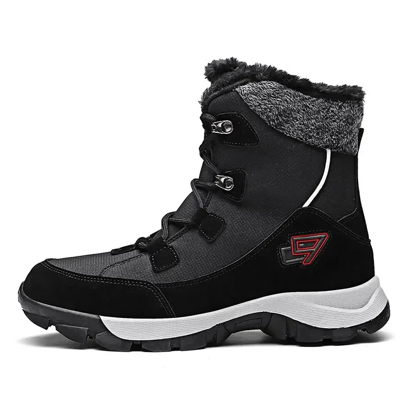 2023 New Winter Boots Men Hiking Boots Outdoor Waterproof Snow Boots Men Warm Fur High-top Sports Casual Cotton Shoes Non-slip