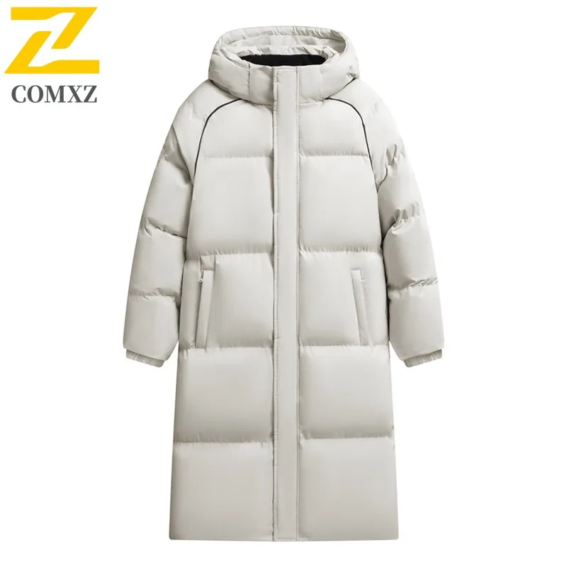 COMXZ Men Down Jacket Casual Hooded Outdoor Adventure Thickened Warm Parka Leisure Daily Style Lightweight Winter New Clothing