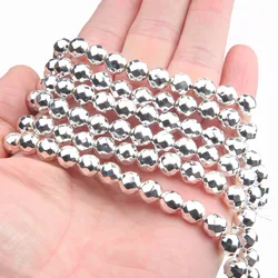 Hematite Beads Plated Silver Faceted Bead DIY for Jewelry Making Bracelets Necklace Supplies Findings Wholesale 2/3/4/6/8mm