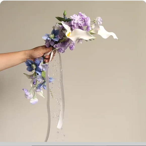

Русалка Ji серии фиолетовый и синий с искусственными цветами, свадебные искусственные цветы для невесты, свадебные цветы для свадебной фотографии