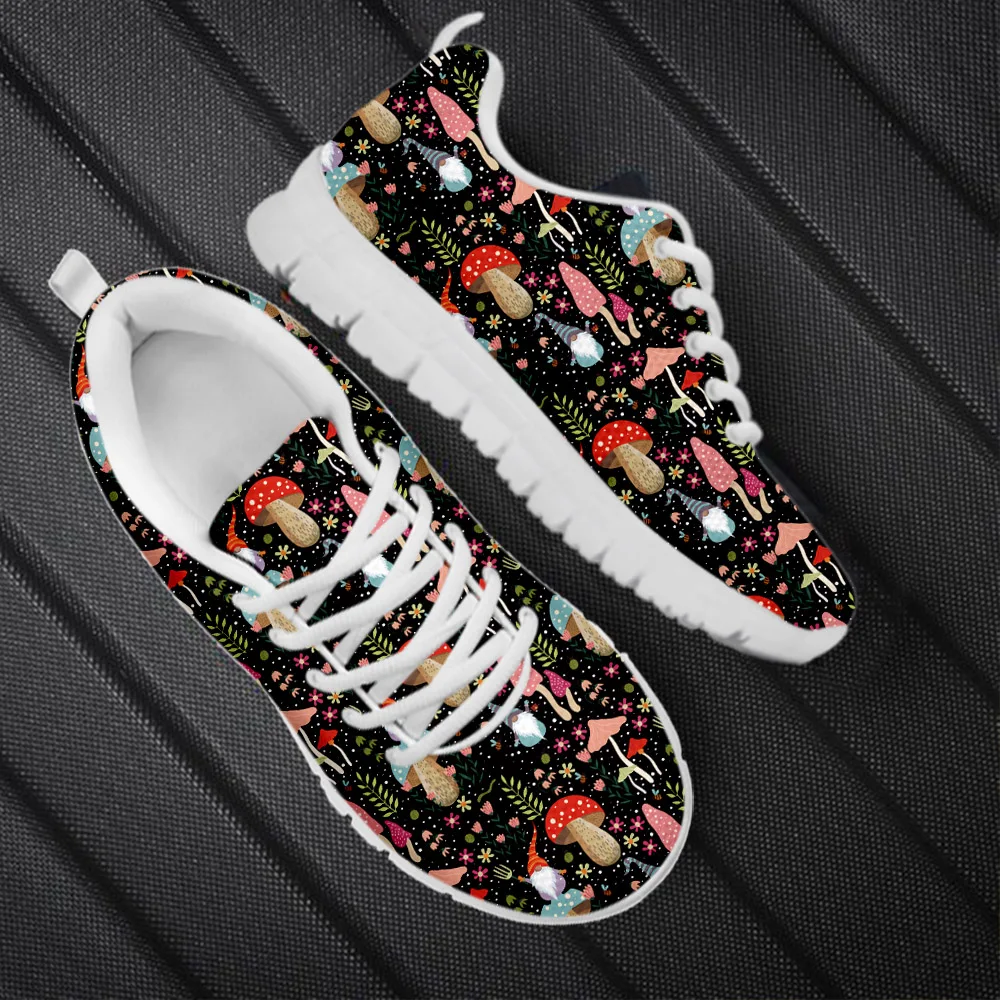 INSTANTARTS Lightweight Non-Slip Sneakers for Women Mens Mushroom and the Fungi Pattern Flat Shoes Casual Footwear Zapatilkas