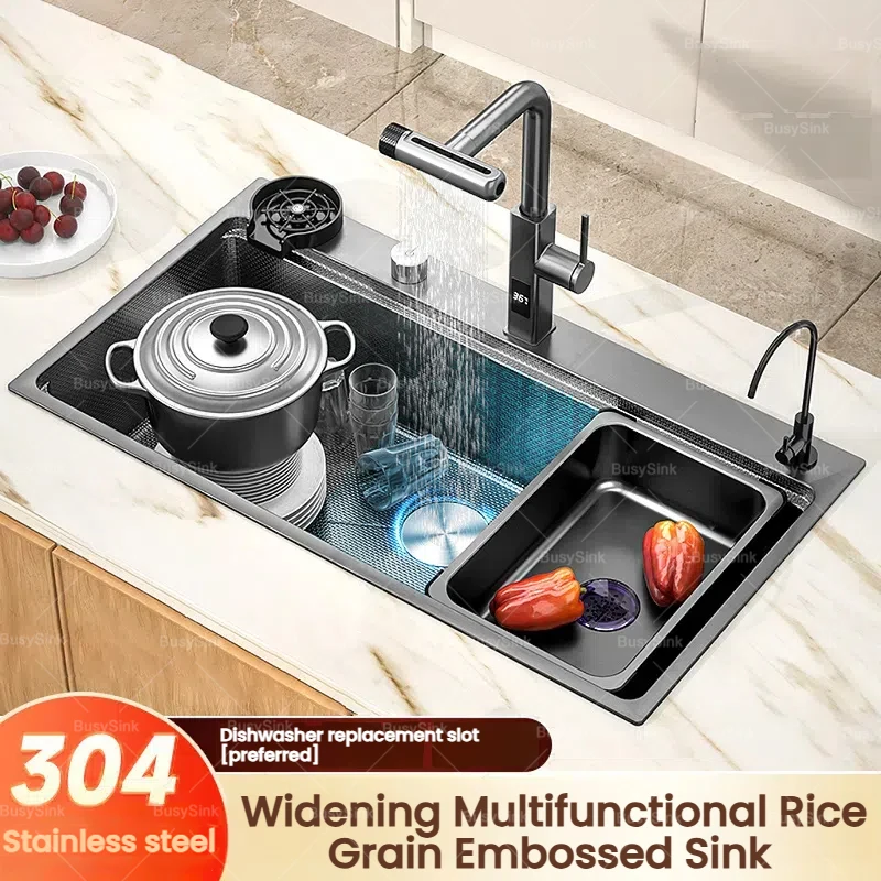 

Kitchen Sink Stainless Steels Large Single Slot Multifunctional Dishwashing Bowl Household Wash Dish and Wash Vegetables Basin