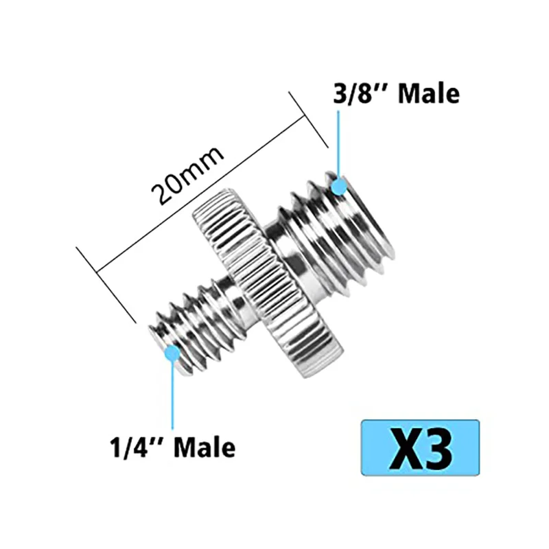 6pcs set  Standard 1/4 inch Male to 1/4 Male or 3/8 inch Male Threaded Screw Adapter Tripod Screw Adapter for Camera/Tripod