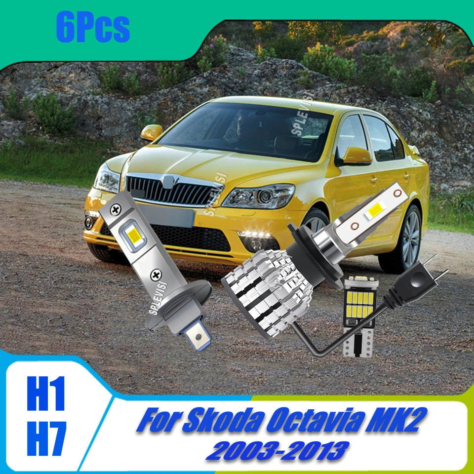 

12v 6000K Automotive Headlamp Replacement Bulbs - Upgradede & High Bright For Skoda Octavia MK2 2003-2009 2010 2011 2012 2013