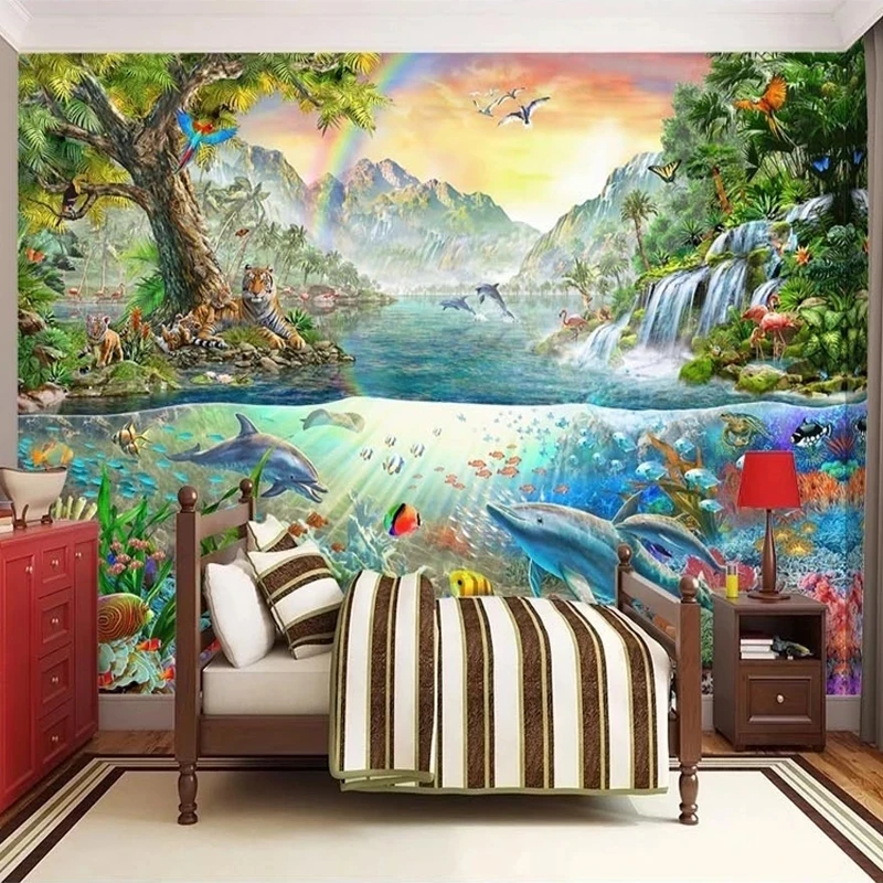 papel-de-parede-personalizado-3d-oceano-floresta-mural-para-quarto-infantil-Arvore-peixe-sala-de-estar-fundo-de-tv-quarto-restaurante-hotel
