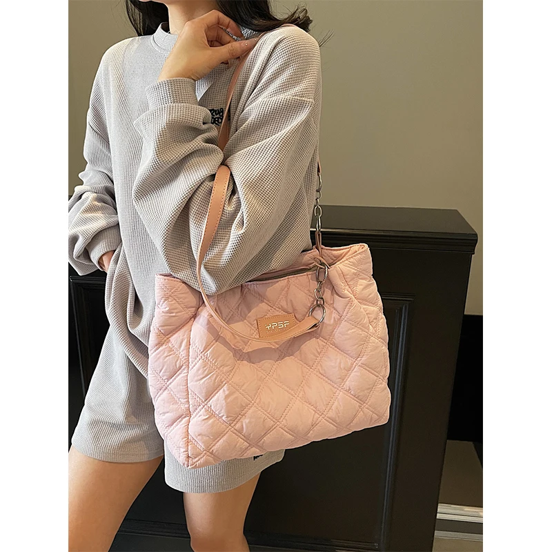 

Сумка через плечо, высококачественная хлопковая сумка большой вместимости, женская повседневная студенческая сумка ромбовидной формы, женская рабочая дорожная сумка