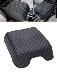 1pc Car Center Console Lid Armrest Cover PU Microfiber Leather Cushion Pad For Ford 2015-2022 F150 F-250 F-350 For Expedition