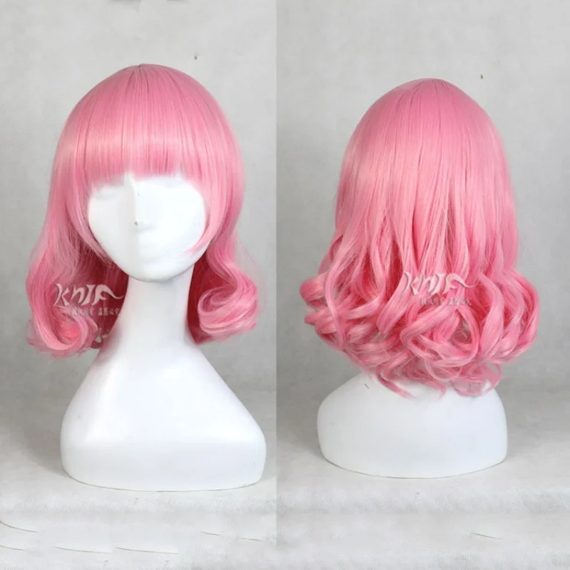 Anime cosplay  pink wig Oriental Project Xixing Temple Youyouzi pink medium long hair that can be permed and dyed