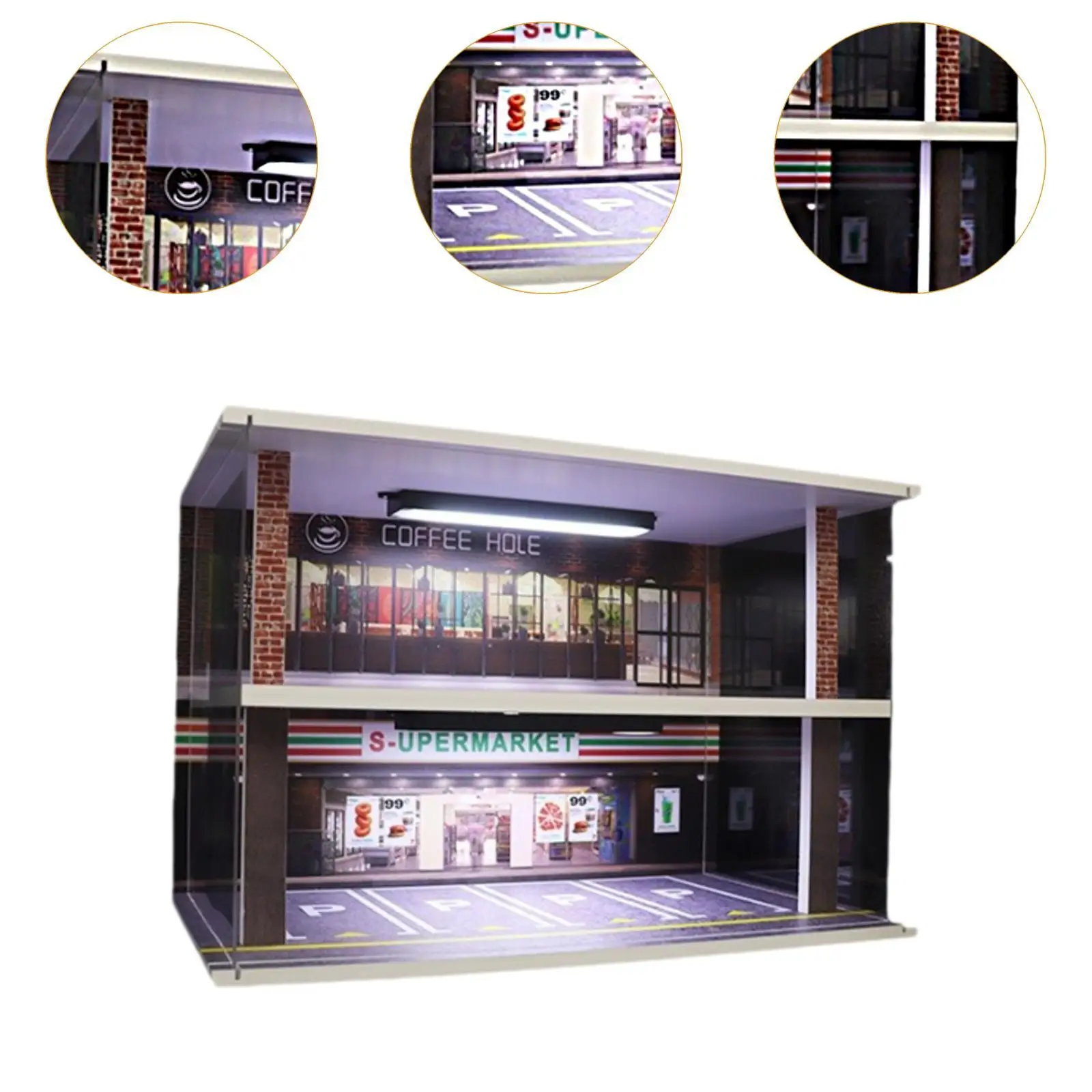 Voertuigmodel Vitrine 1:32 Laag Tafelblad Decor Container Landschap Diorama