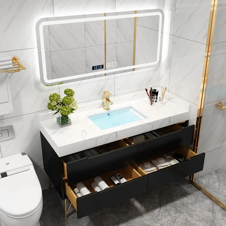 

Тумба для ванной с двойной раковиной в скандинавском стиле, умная комбинированная тумба-умывальник, современная минималистичная тумба для умывания, на заказ