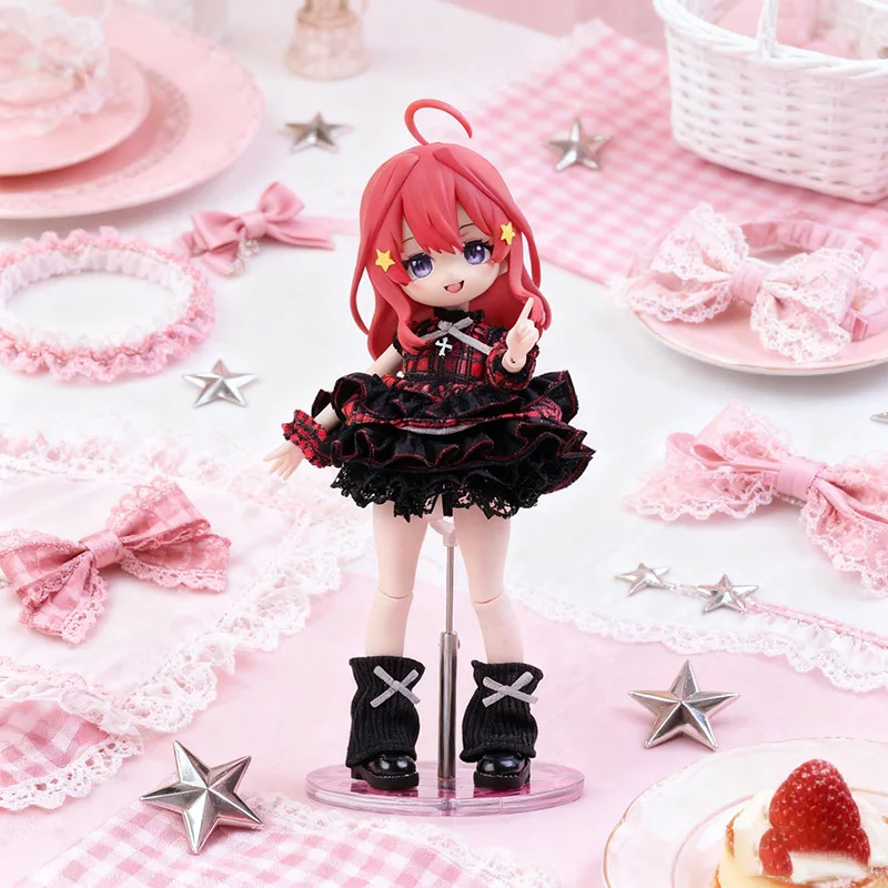 OB11 Doll Clothes Gothic Lolita Plaid Dress Idol Star 1/12 BJD Outfit Lace Skirt Socks Shoes For GS Obitsu11 Doll Accessories view 6