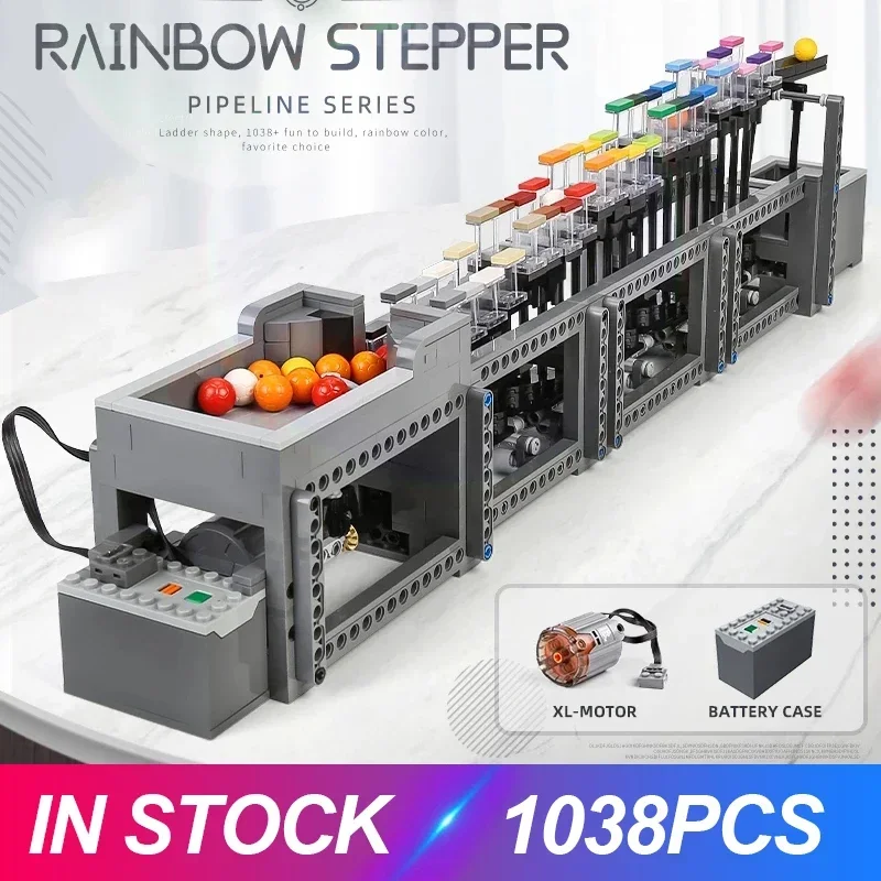 1038 Stück MOC Technische Serie Der Regenbogen-Stepper mit Motorbausteinen Pädagogische Montagesteine Kinder Weihnachtsgeschenke