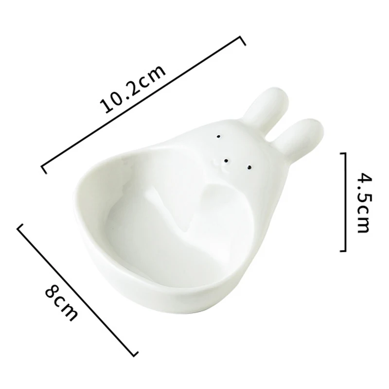 1pc Ceramic Sauce Dish With Handle Rabbit Seasoning Sushi Dipping Bowl Serving Plate