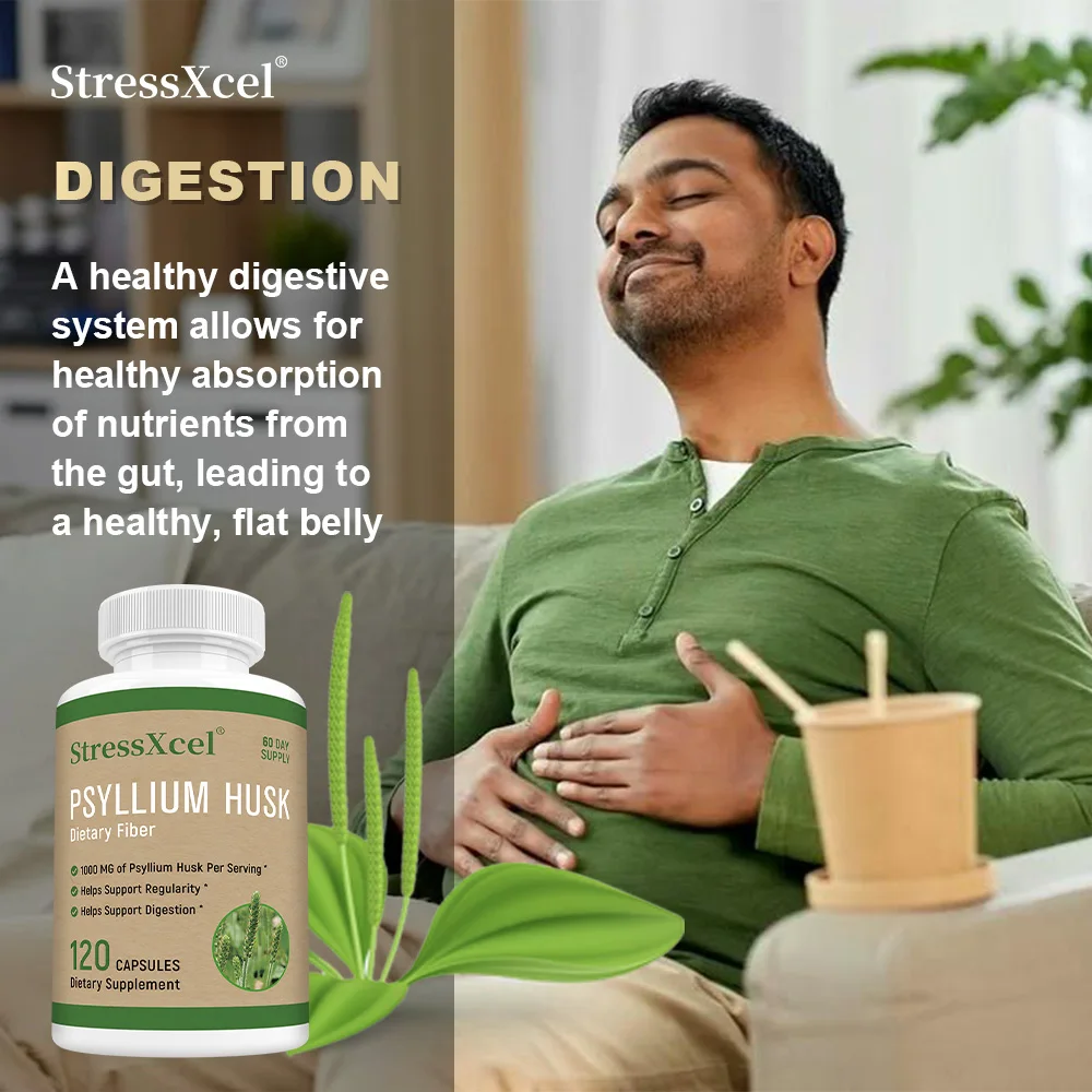 Cápsulas de casca de Psyllium – Suprimir o apetite, apoiar a gestão de peso, benefícios para saúde intestinal e digestão e desintoxicar