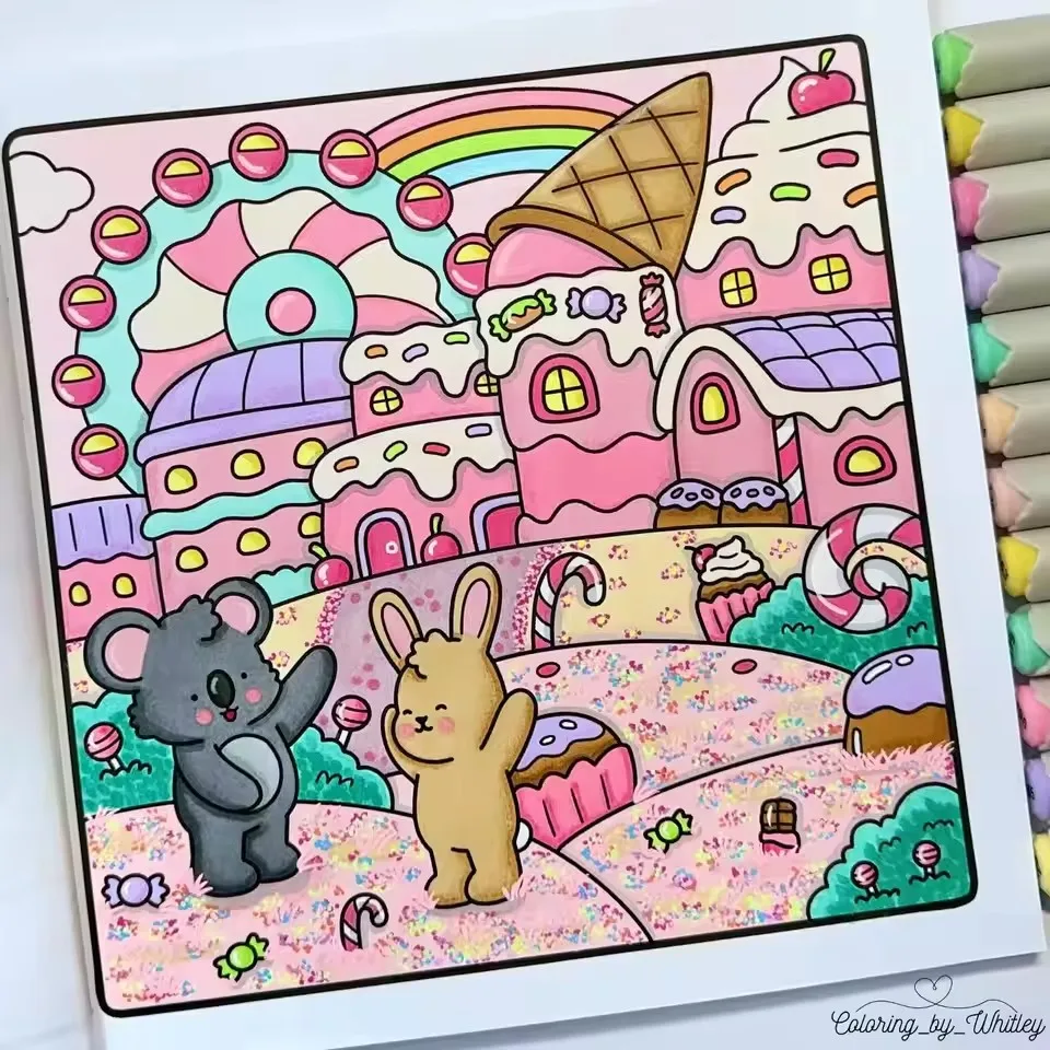 Hygge Delights Cute and Fun Adult Coloring Book  Featuring Adorable Animal Characters Engaging in Relaxation