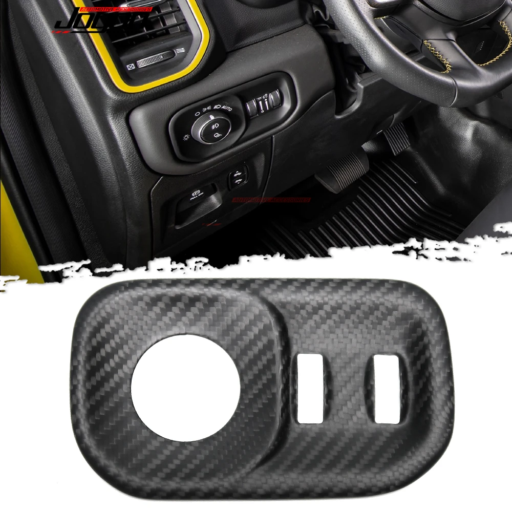 Matte Carbon Fiber For Dodge RAM 1500 TRX 2019-2023 Car Interior Central Console Headlight Button Frame Cover Trim Accessories