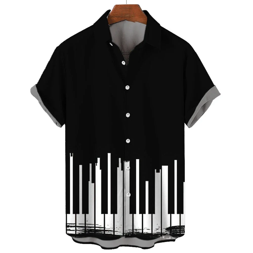 Men\'s Shirts For Men Funny Piano keys 3d Print Tops Casual Men\'s Clothing Summer  Short Sleeved Tops Tee Loose Oversized Shirt