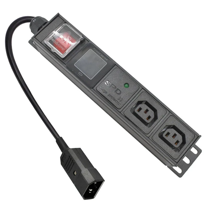 

PDU Power Strip Distribution Digital display ammeter C13 2 Way output socket 2m Extension Cord With Surge protection