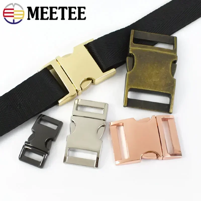 2Pcs Meetee 10/15/20/25mm Metal Quick Release Buckle Webbing Strap Backpack Bag Belt Side Clip Clasp DIY Hardware Accessories