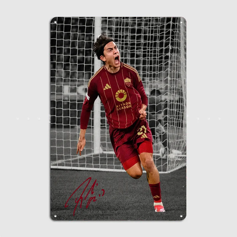Paulo Dybala Football Player Poster Metal Posters Living Sign Indoor Outdoor Room Decoration Home Bar Decor Wall Decor