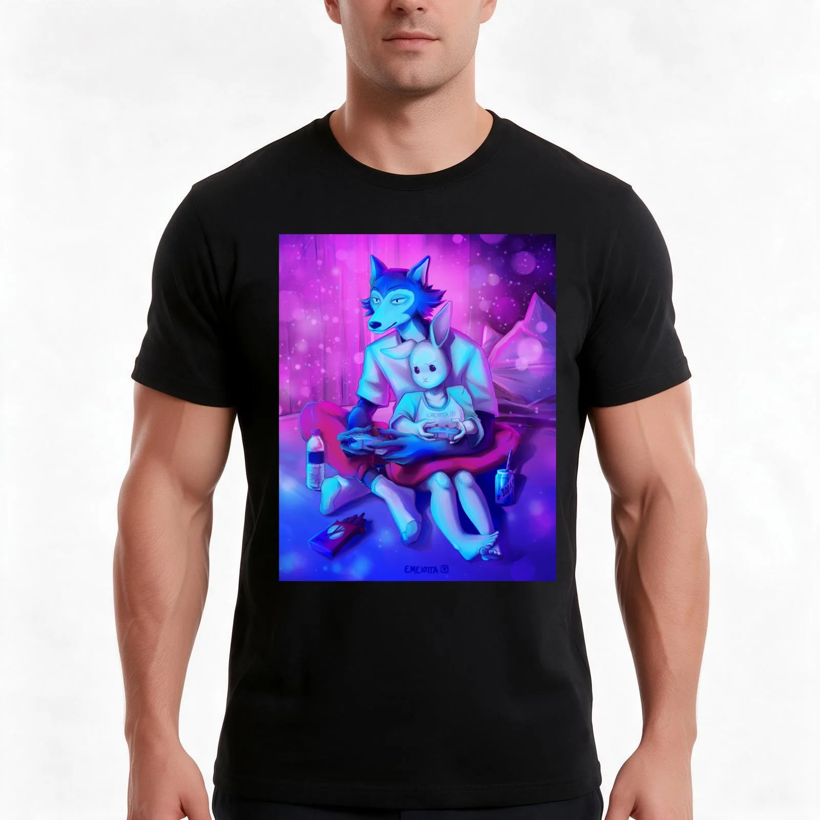 Legoshi and Haru Videogames T-Shirt Summer Casual Cotton Tee Oversized Streetwear Tops Vintage Graphic Print 100% Cotton
