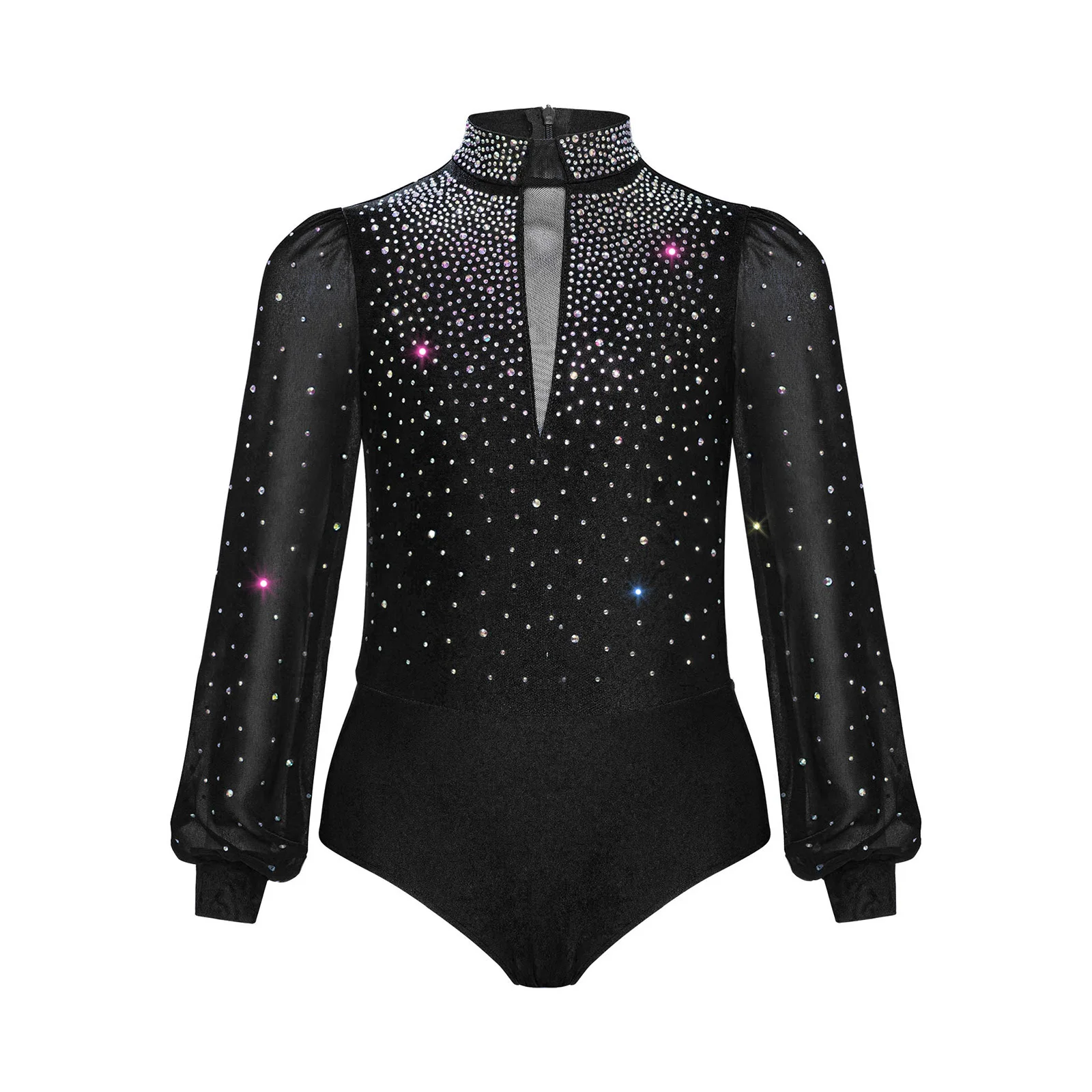 

Boys Latin Dance Leotard Figure Skating Ballet Jazz Costume Long Sleeve Rhinestone Bodysuit Ballroom Dance Performance Dancewear
